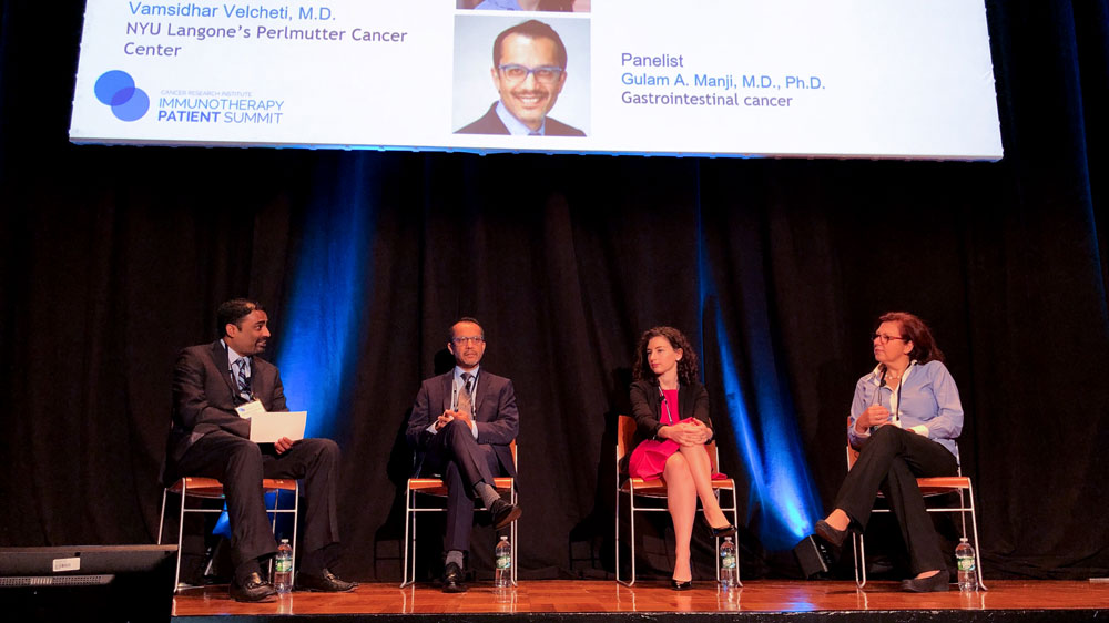 Immunotherapy Research Updates Panel: Drs. Vamsi Velcheti (moderator), Gulam A. Manji, Claire Friedman, and Sylvia Adams. Photo by Chary Sathea.