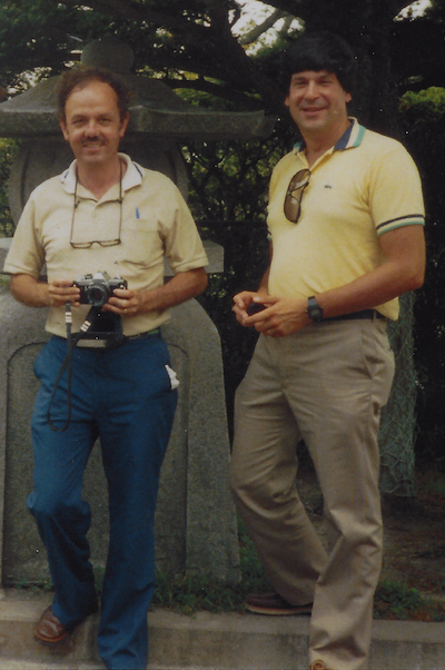 Emil R. Unanue, Ph.D. (L) and Schreiber (R) during a trip to Japan in 1979. (photo provided by Schreiber)
