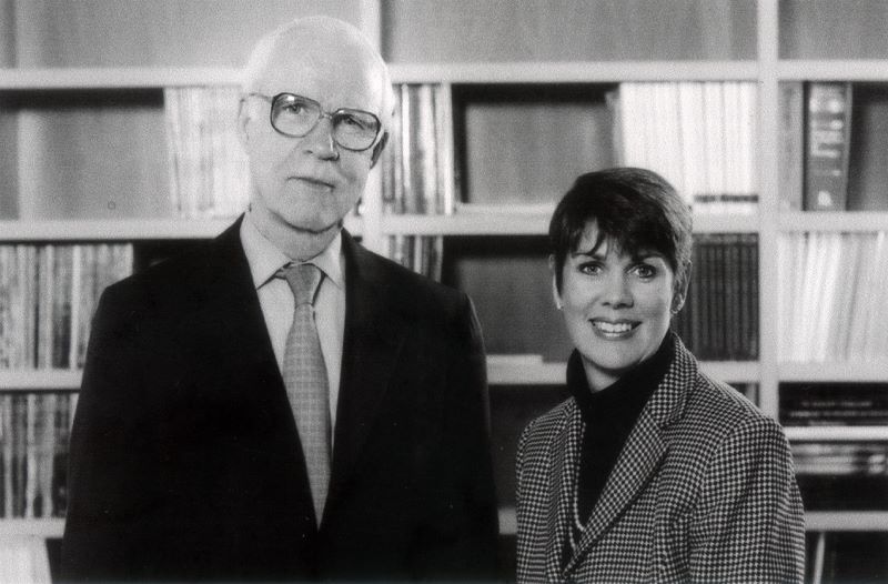 Lloyd J. Old, with Jill O’Donnell-Tormey, Ph.D., the chief executive officer of the Cancer Research Institute.