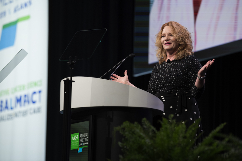 Elaine R. Mardis, Ph.D., speaks at the 2019 annual meeting of the American Association for Cancer Research.